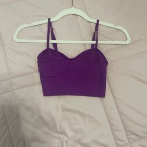 Garage Purple Ribbed Crop Top